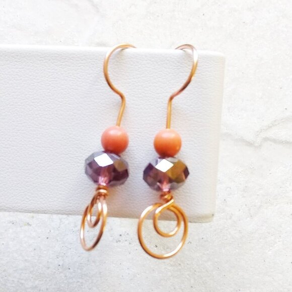 Handmade & One-of-a-Kind Dangle Earrings! Mauve & Mango Tango! Tropical Colors! - Picture 7 of 8